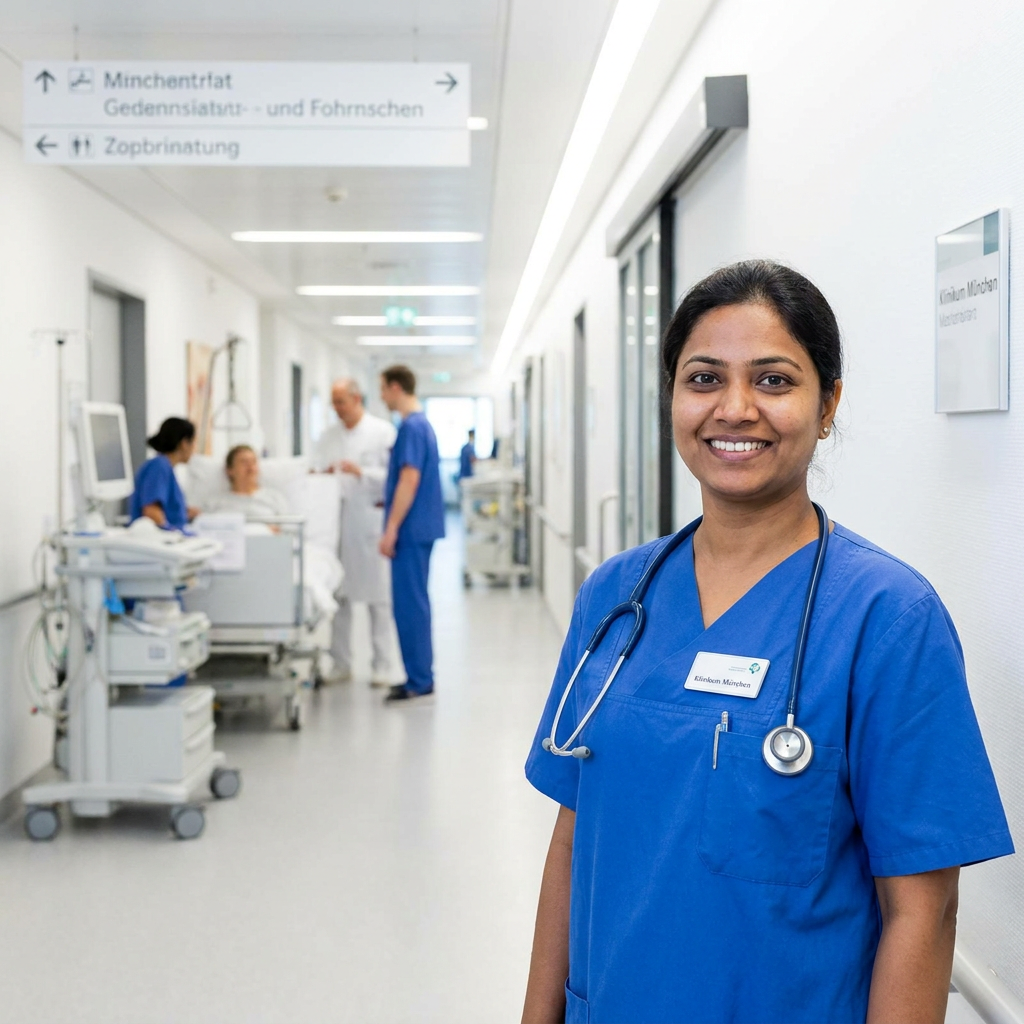Indian nurse in a German clinical setting